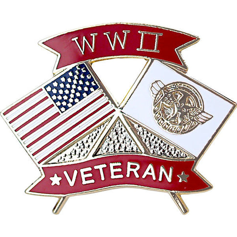 American and WWII Veteran Crossed Flags 1 1/8