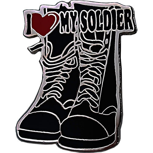 I Heart My Soldier on Black Combat Boots 3/4" Lapel Pin Pins 