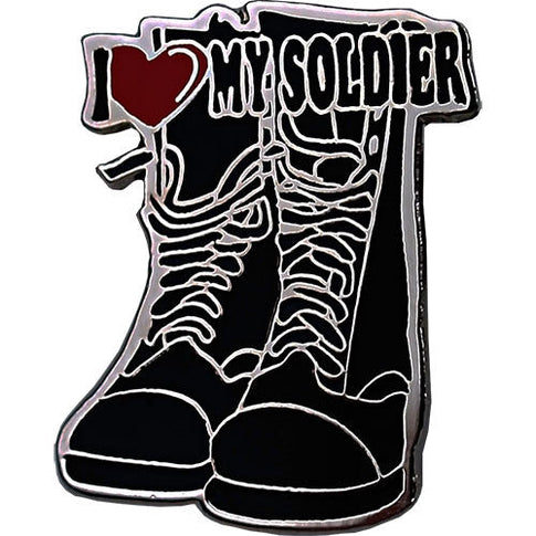 I Heart My Soldier on Black Combat Boots 3/4