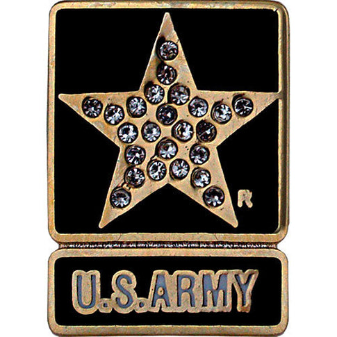 Army Star Logo with Clear Gemstones 3/4