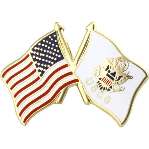 American and U.S. Coast Guard Crossed Flags 1