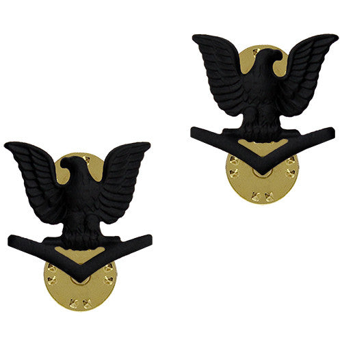 Navy Subdued Black Metal Collar Insignia Rank - Enlisted and Officer Rank 8482