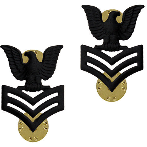 Navy Subdued Black Metal Collar Insignia Rank - Enlisted and Officer Rank 8484
