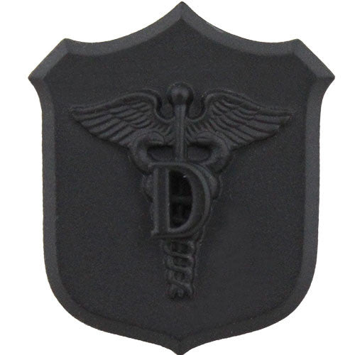 Navy and Marine Corps Dental Shield with Caduceus Collar Device - Black / Subdued Coat, Collar & Cap Insignia 