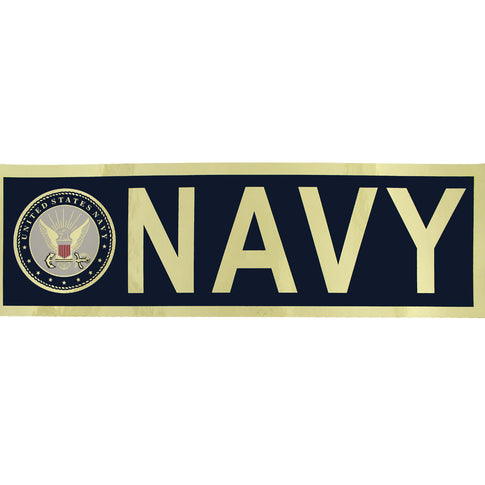 Navy with Seal Metallic Bumper Sticker