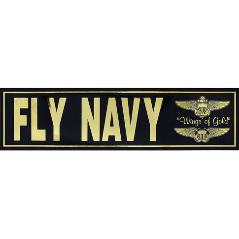 Fly Navy Metallic Bumper Sticker