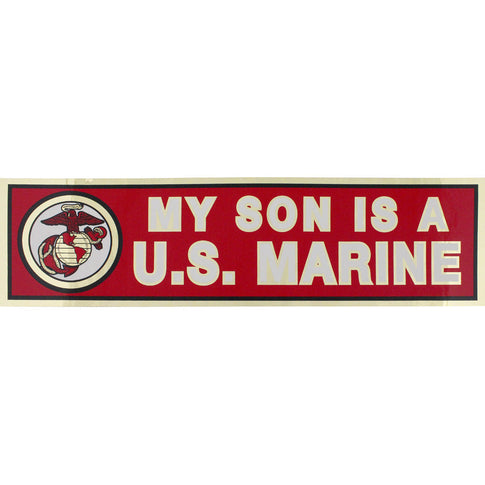 My Son Is A U.S. Marine Metallic Bumper Sticker | USAMM