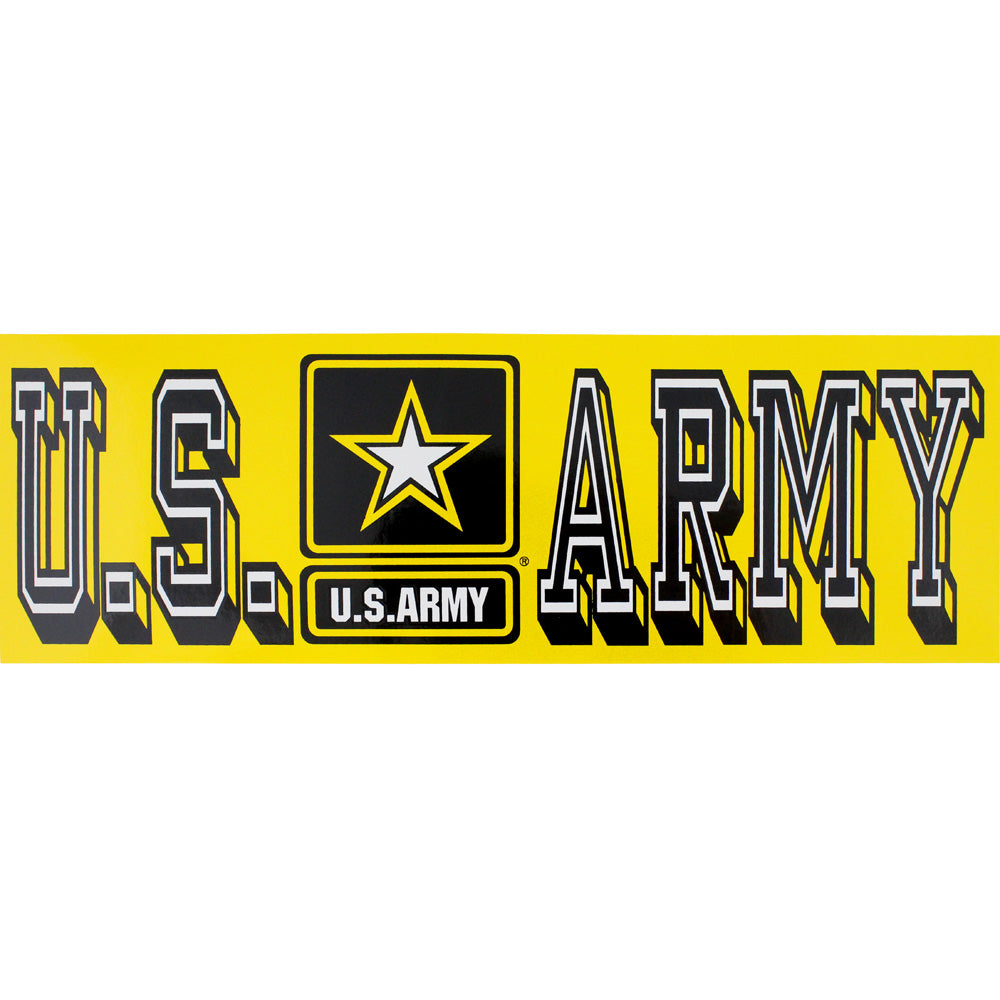 U.S. Army With Star Yellow Bumper Sticker USAMM