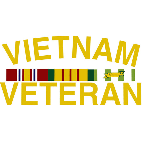 Vietnam Veteran With Ribbons Clear Decal