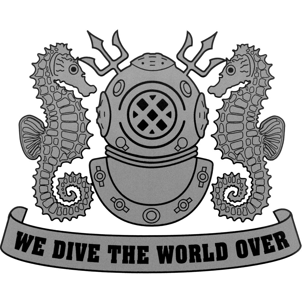 We Dive The World Over (Silver) Clear Decal Stickers and Decals BP-0168