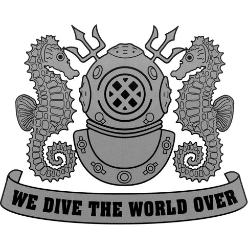We Dive The World Over (Silver) Clear Decal