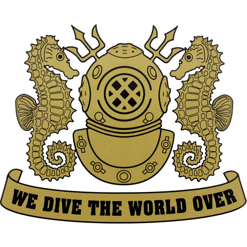 We Dive The World Over (Gold) Clear Decal