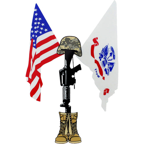 U.S. Army and U.S. Flag with Field Cross Clear Decal