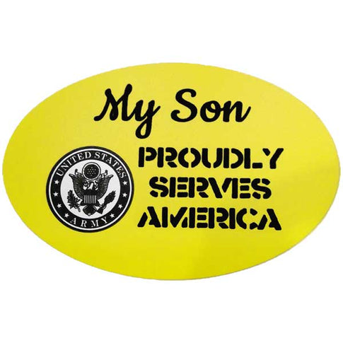 My Son Proudly Serves America Oval Decal