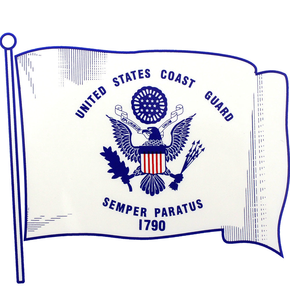 U.S. Coast Guard Waving Flag Clear Decal Stickers and Decals BP-0422