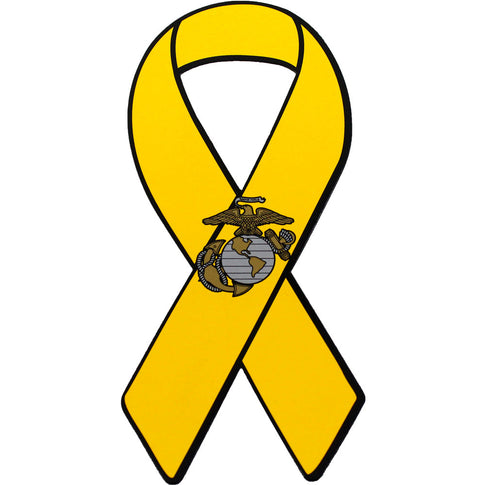 Support Our Troops Yellow Ribbon with Eagle Globe and Anchor 8