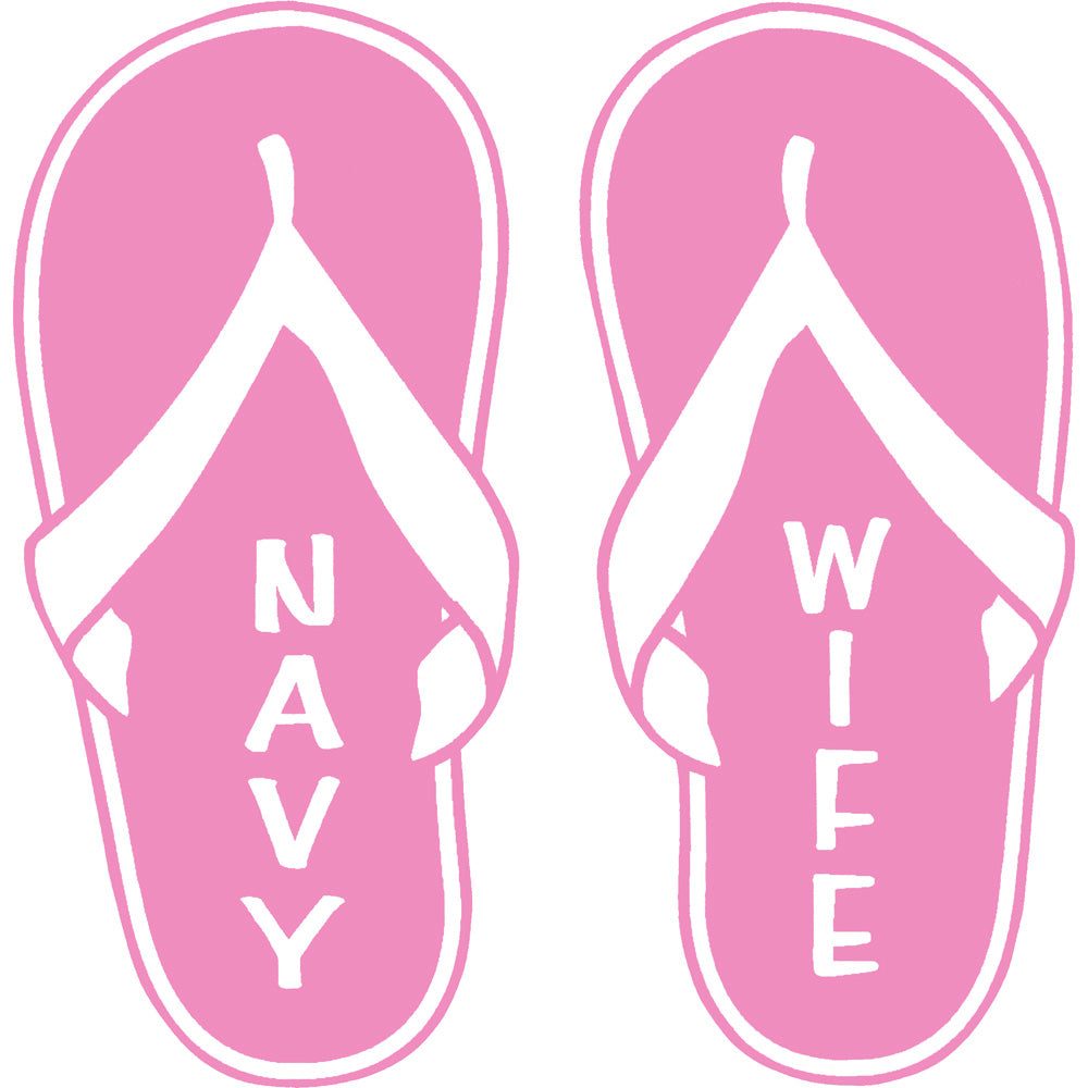 Navy Wife Pink Flip Flops 4" Vinyl Transfer Stickers and Decals BP-0830
