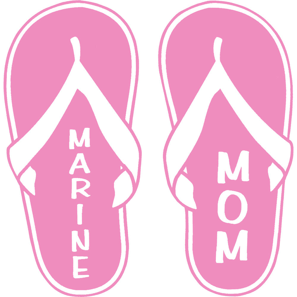 Marine Mom Pink Flip Flops 4" Vinyl Transfer Stickers and Decals BP-0832