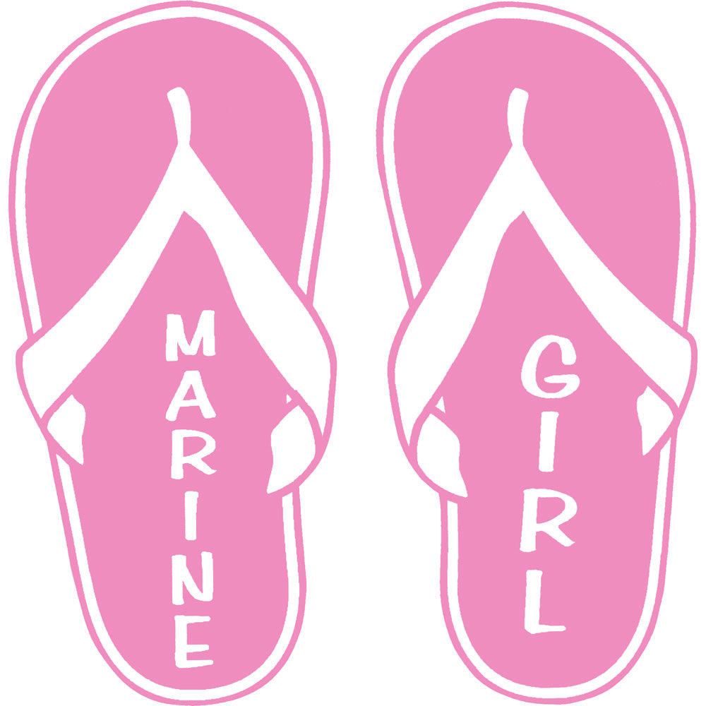 Marine Girl Pink Flip Flops 4" Vinyl Transfer Stickers and Decals BP-0833