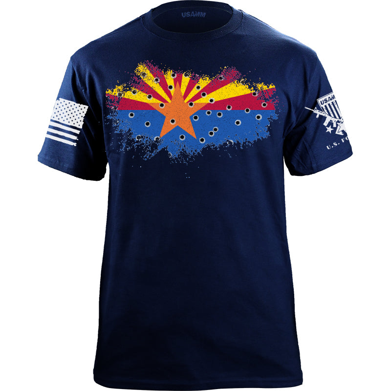 Bullet Hole Arizona Flag Ripped T-Shirt | USAMM