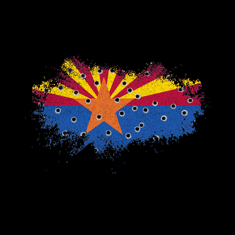 Bullet Hole Arizona Flag Ripped T-Shirt Shirts 