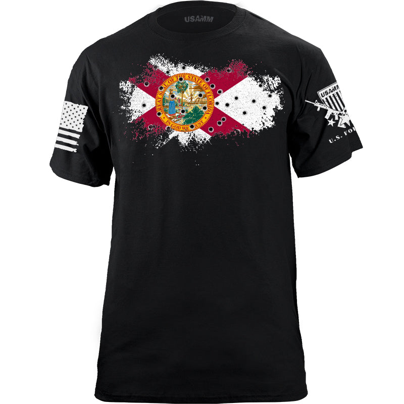 Bullet Hole Florida Flag Ripped T-Shirt Shirts YFS.7.022.1.BKT.1