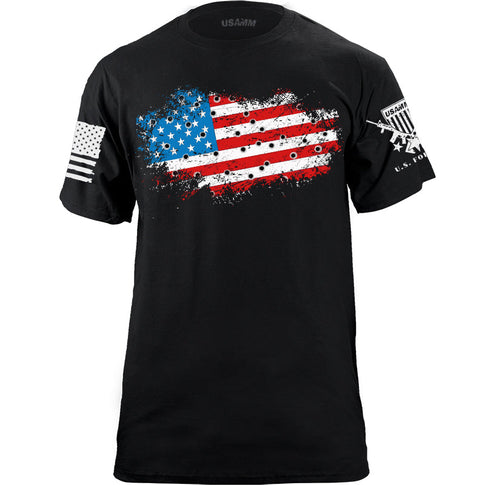 Bullet Hole USA Flag Ripped T-Shirt | USAMM