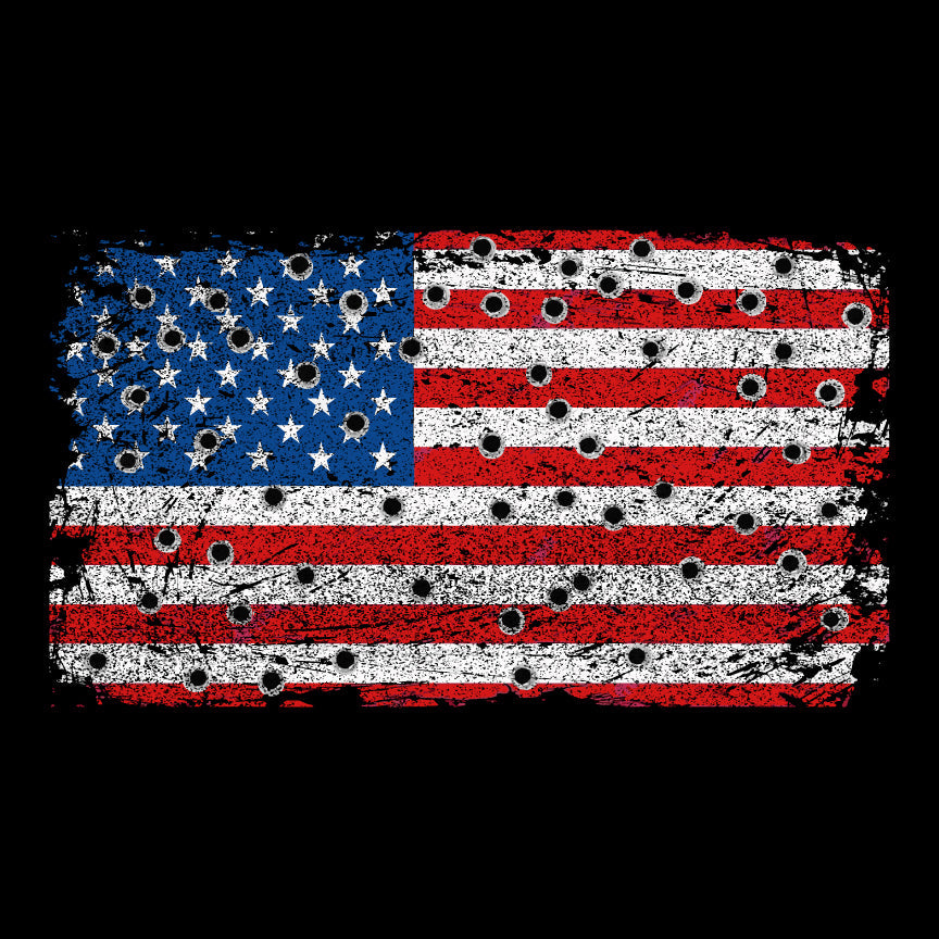 Bullet Hole USA Flag T-Shirt Shirts 