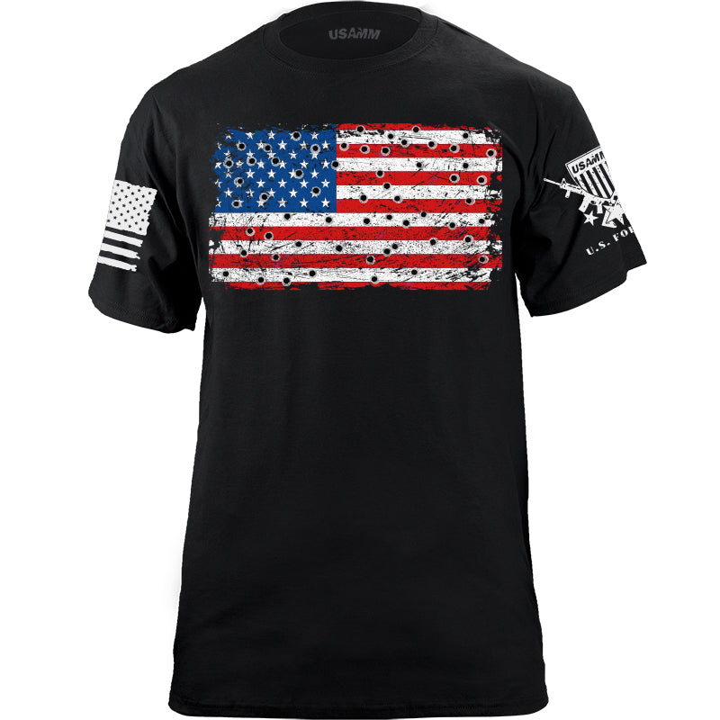 Bullet Hole USA Flag T-Shirt USAMM