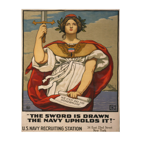 The Navy Upholds the Sword - 8 x 10 Vintage Canvas Print