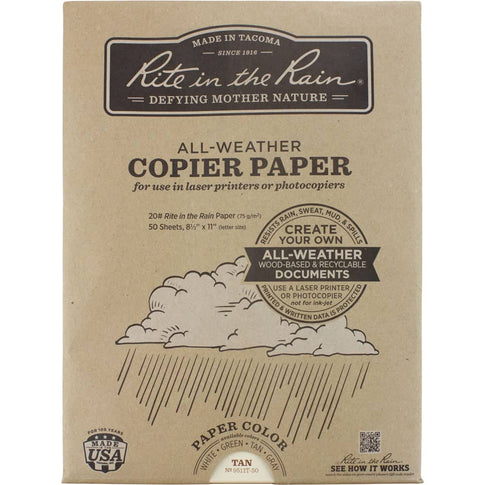 Rite in the Rain Copier Paper Coyote Brown - 50 Sheet Pack