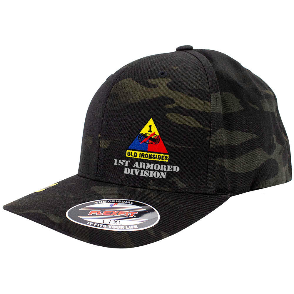 1st Armored Division FlexFit Caps - Multicam Hats and Caps Hat.0601S