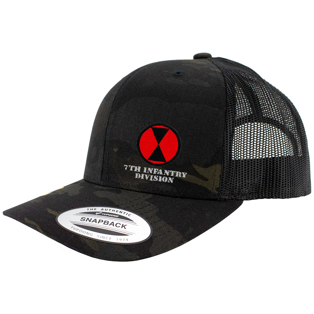7th Infantry Division Snapback Trucker Cap - Multicam Hats and Caps Hat.0613