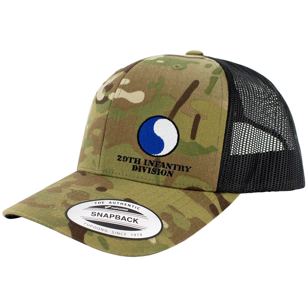 29th Infantry Division Snapback Trucker Cap - Multicam Hats and Caps Hat.0649