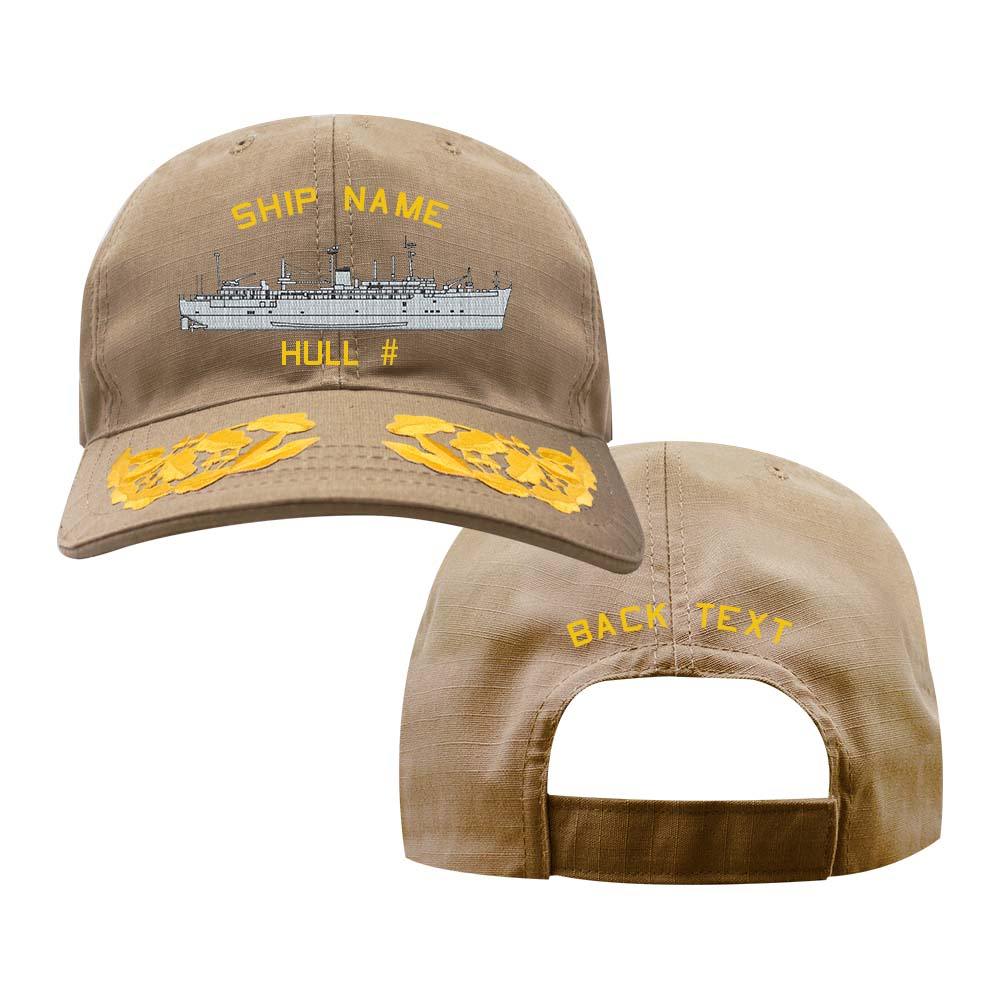 U.S. Navy Custom Ship Cap - Coyote - Admiral Scrambled Eggs - Hunley Sub Tender Hats and Caps 