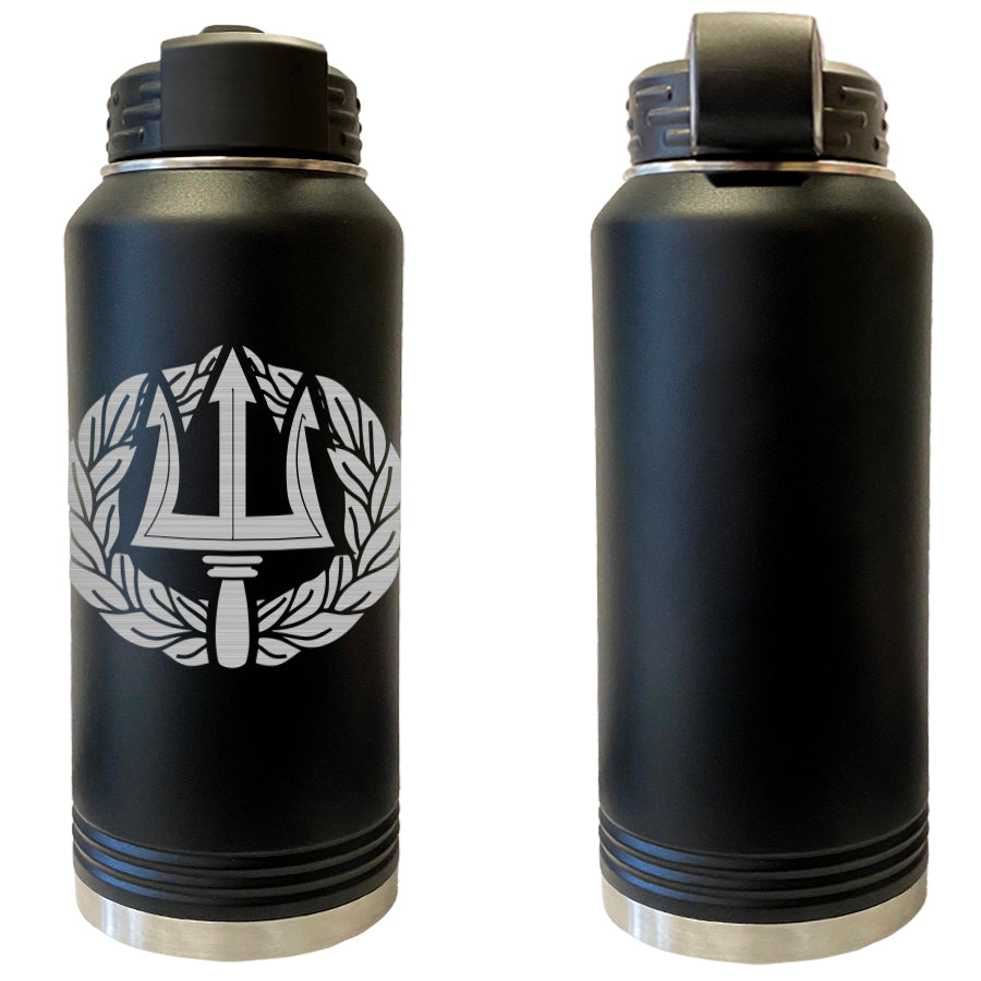 Laser Engraved Vacuum Sealed Water Bottles 32oz - Navy Badges – USAMM