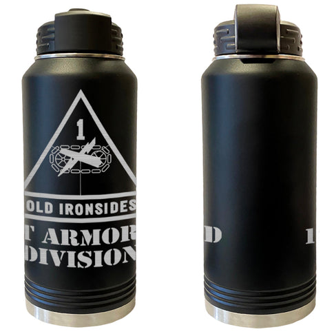 1st Armored Division Laser Engraved Vacuum Sealed Water Bottles 32oz