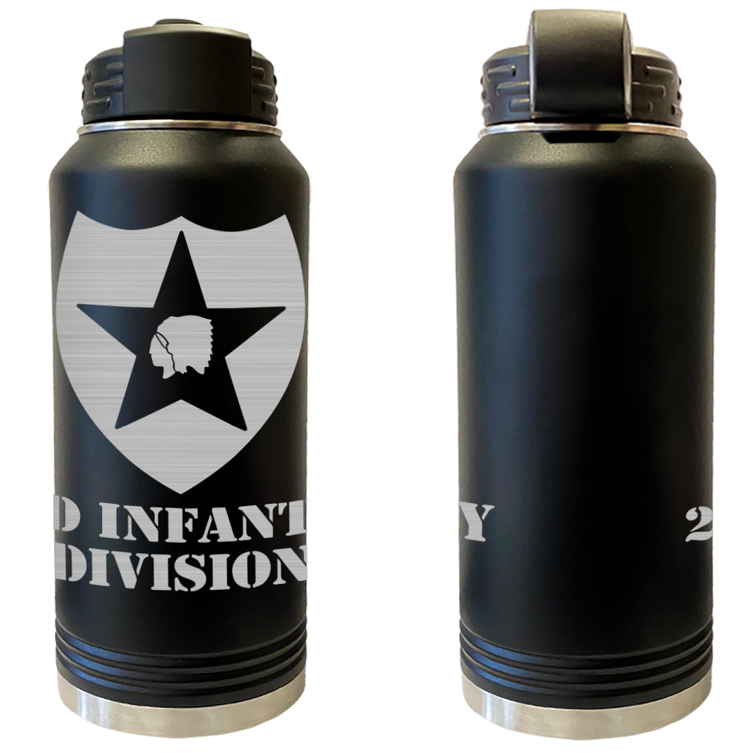 2nd Infantry Division Laser Engraved Vacuum Sealed Water Bottles 32oz Water Bottles LEWB.0076.B