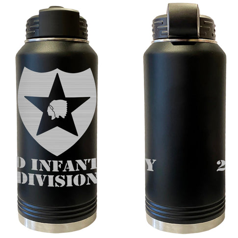 2nd Infantry Division Laser Engraved Vacuum Sealed Water Bottles 32oz