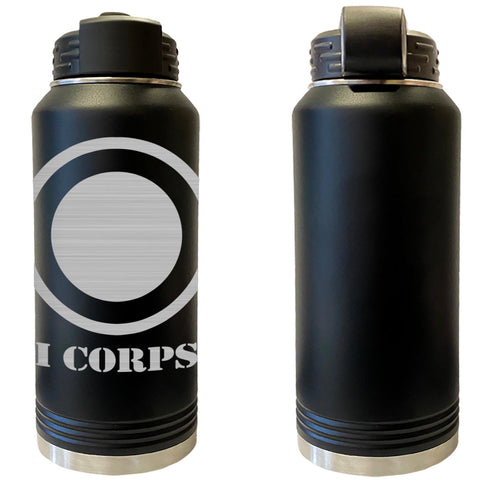 Army I Corps Laser Engraved Vacuum Sealed Water Bottles 32oz