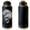Punk Skull Laser Engraved Vacuum Sealed Water Bottles 32oz