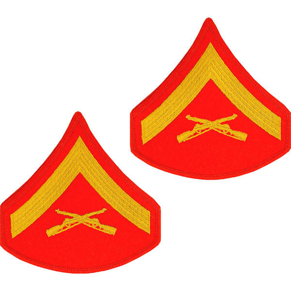 Marine Corps Embroidered Gold on Red Enlisted Rank - Male Size Rank MCR-68046