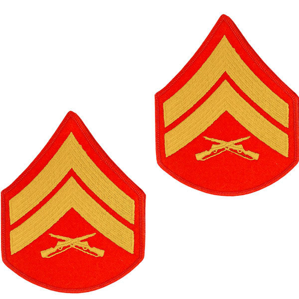 Marine Corps Embroidered Gold on Red Enlisted Rank - Female Size Rank MCR-68087