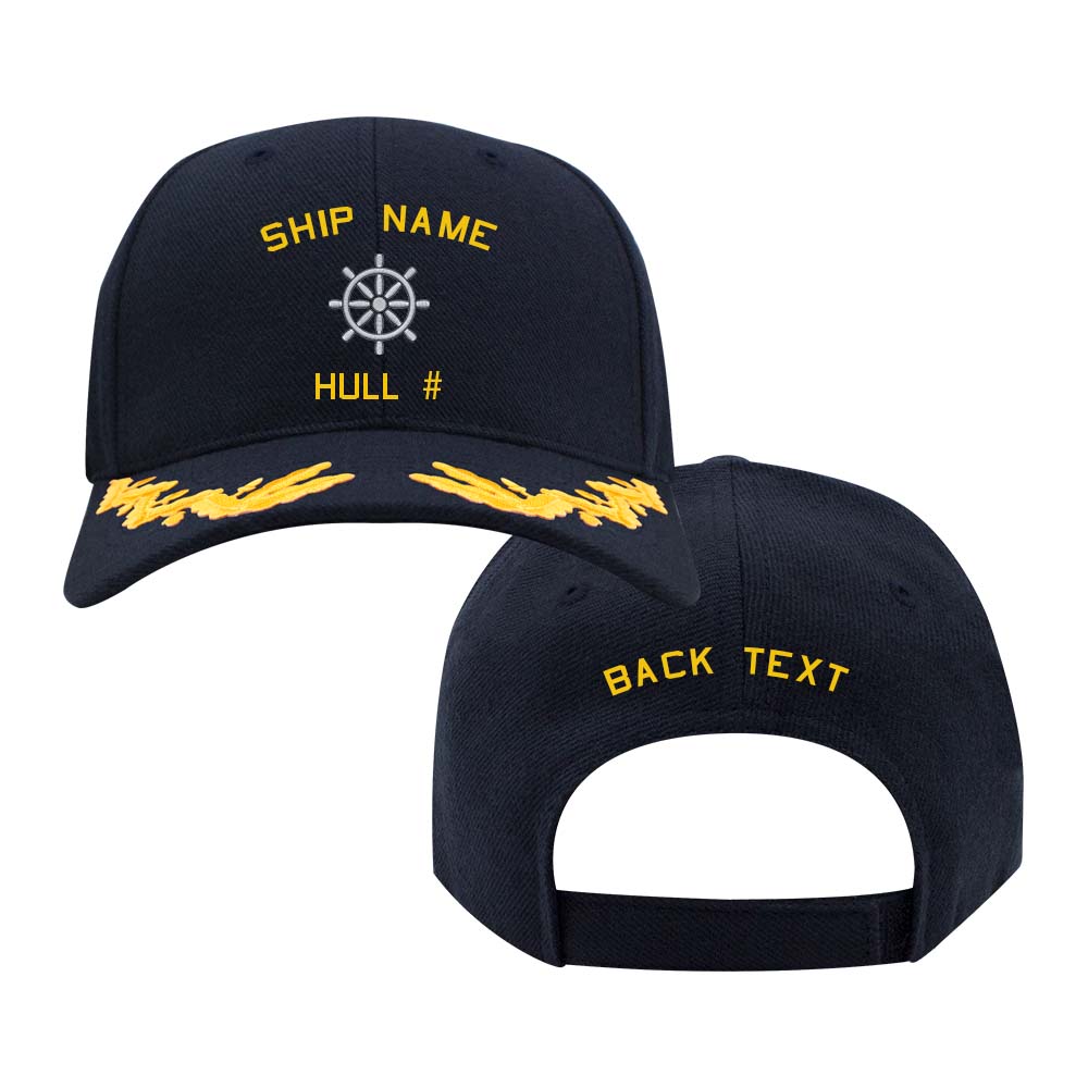 US Navy Custom Ship Cap - Captain Scrambled Eggs - Quartermaster Badge Hats and Caps 