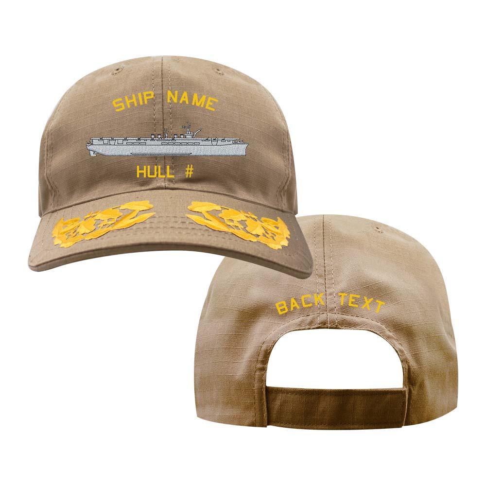 U.S. Navy Custom Ship Cap - Coyote - Admiral Scrambled Eggs - Saipan Class Carrier Hats and Caps 