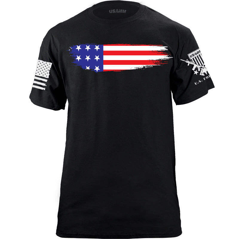 Skinny Horizontal Paint Swatch American Flag Tshirt Shirts YFS.3.014.1.BKT.1