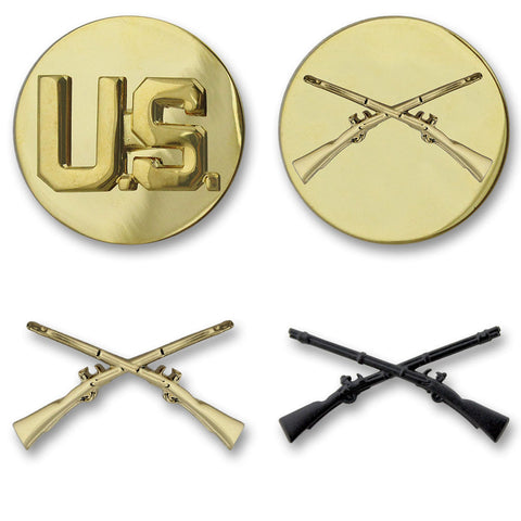 Crossed Rifles Insignia US ARMY INFANTRY PAIR OF ISSUE BLACK SUBDUED