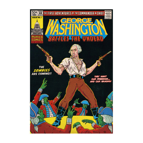 Washington Battles the Undead Vintage Comic Poster Print