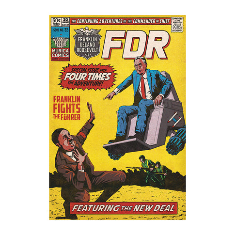Roosevelt FDR Fights the Fuhrer Vintage Comic Canvas Print