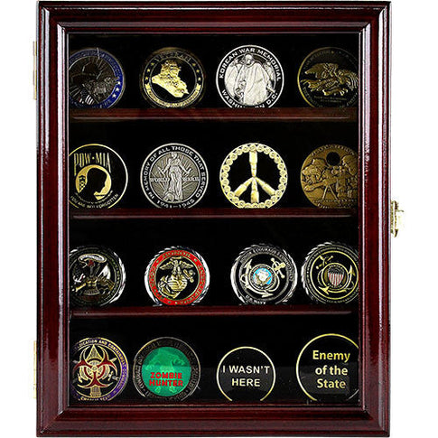 4 Row Coin Display Cabinet - Cherry
